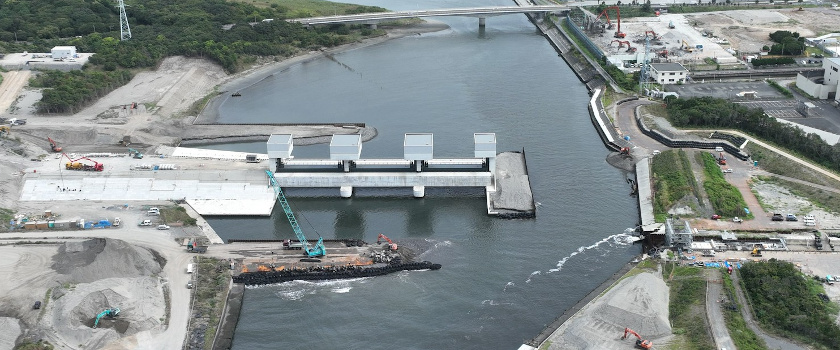 馬込川河口工事現場